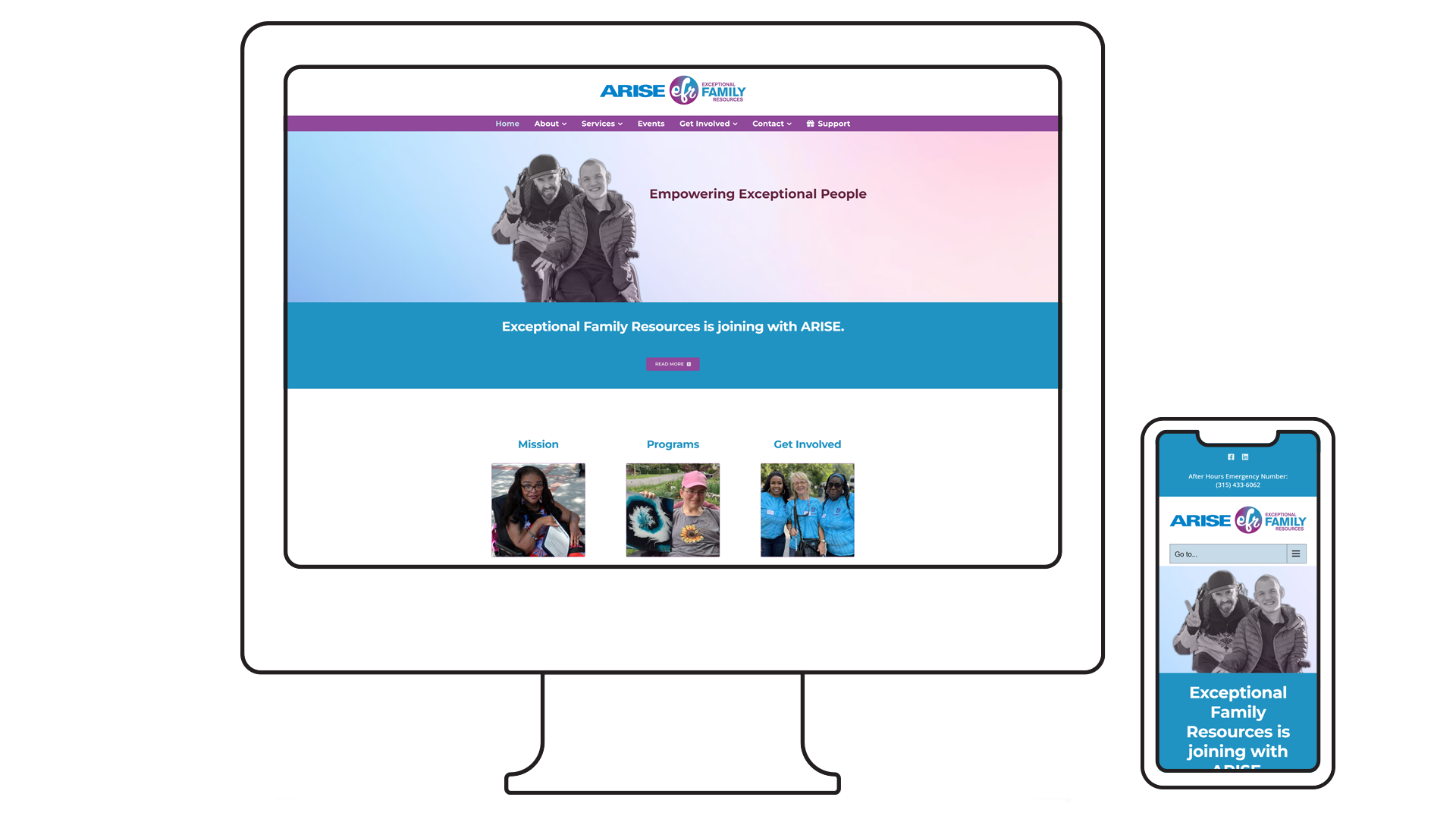 arise efr website mockup